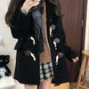 Japanese JK Academy Style Mid-Length Woolen Toggle Coat, Spring/Autumn 2025