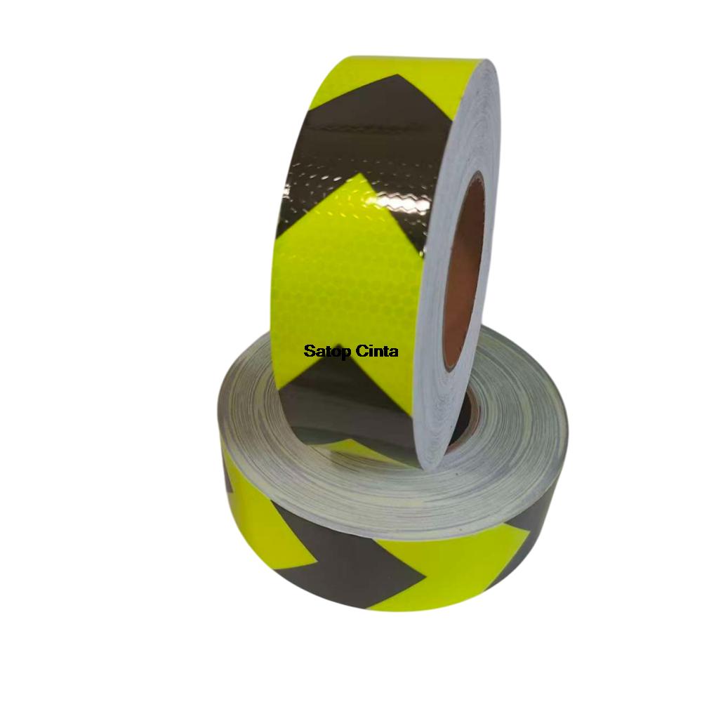 5cm*25m Arrow Reflective Safety Tape Fluorescent-Yellow-Black Reflectors Sticker Waterproof Outdoor Conspicuity Film For Vehicle