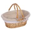 Woven Wicker Picnic Basket Handbag with Handle - Pastoral Style Fruit Storage E18