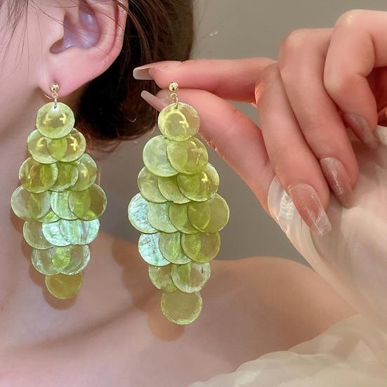 1 Pair Long Style Multi-Layer Drop Earrings Translucent Metal Needle Design Artificial Crystal