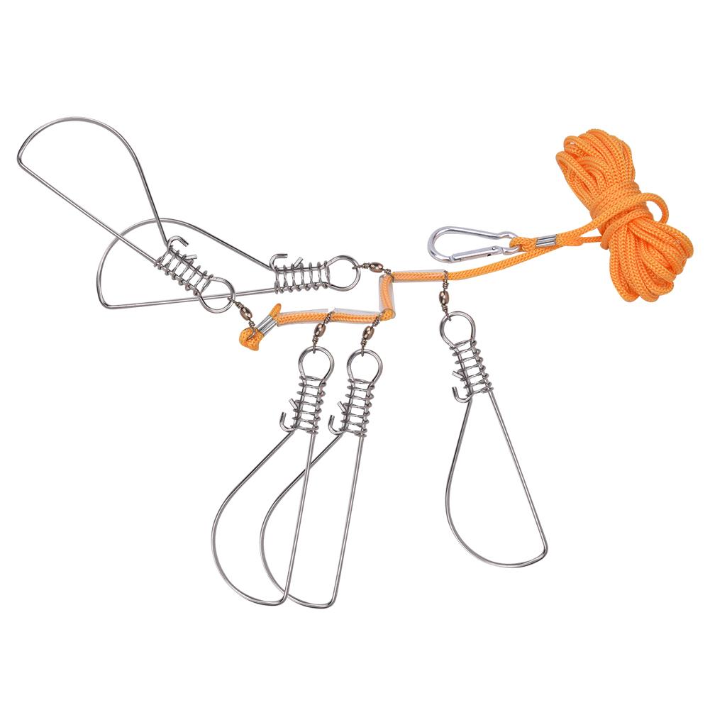 

Нержавеющая сталь прочный рыболовный стрингер с 5 защелками нейлоновые веревки поплавок