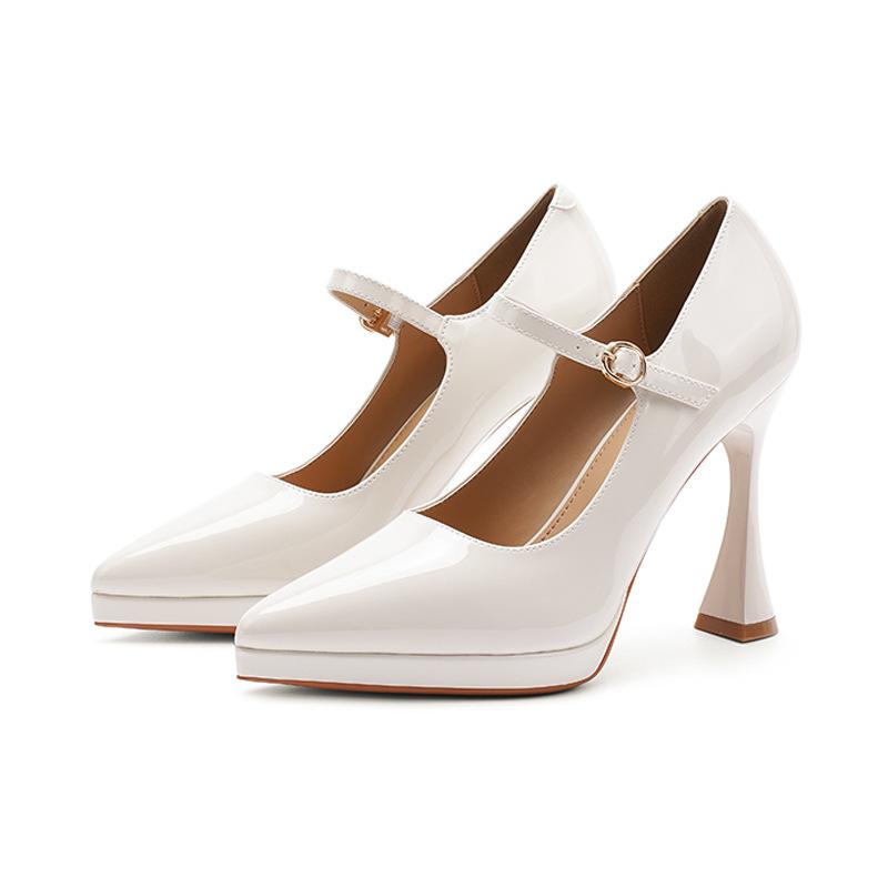 

- Sexy one-word pointed toe thin heel waterproof table single shoes women s not tired feet high heels solid color professional women s shoes 40 бежевый