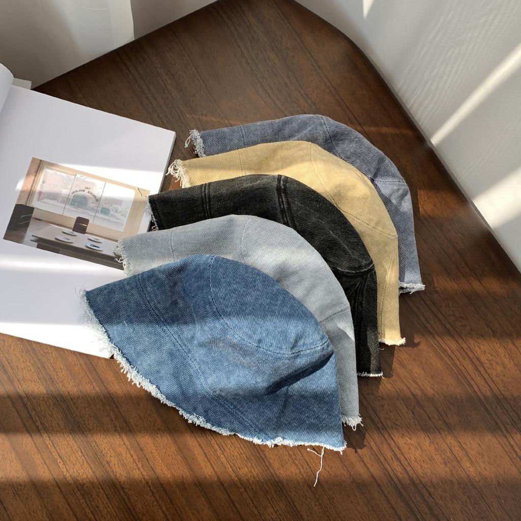 Trendy 2021 Washed Denim Bucket Hat For Women Youthful Style Wide Brim Sun Protection