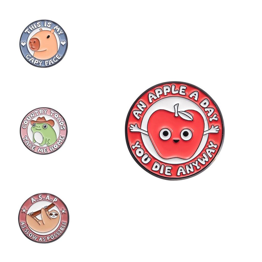 Cute Round Sloth Frog Brooch Alloy Badge Unique Design For Personalized Accessories