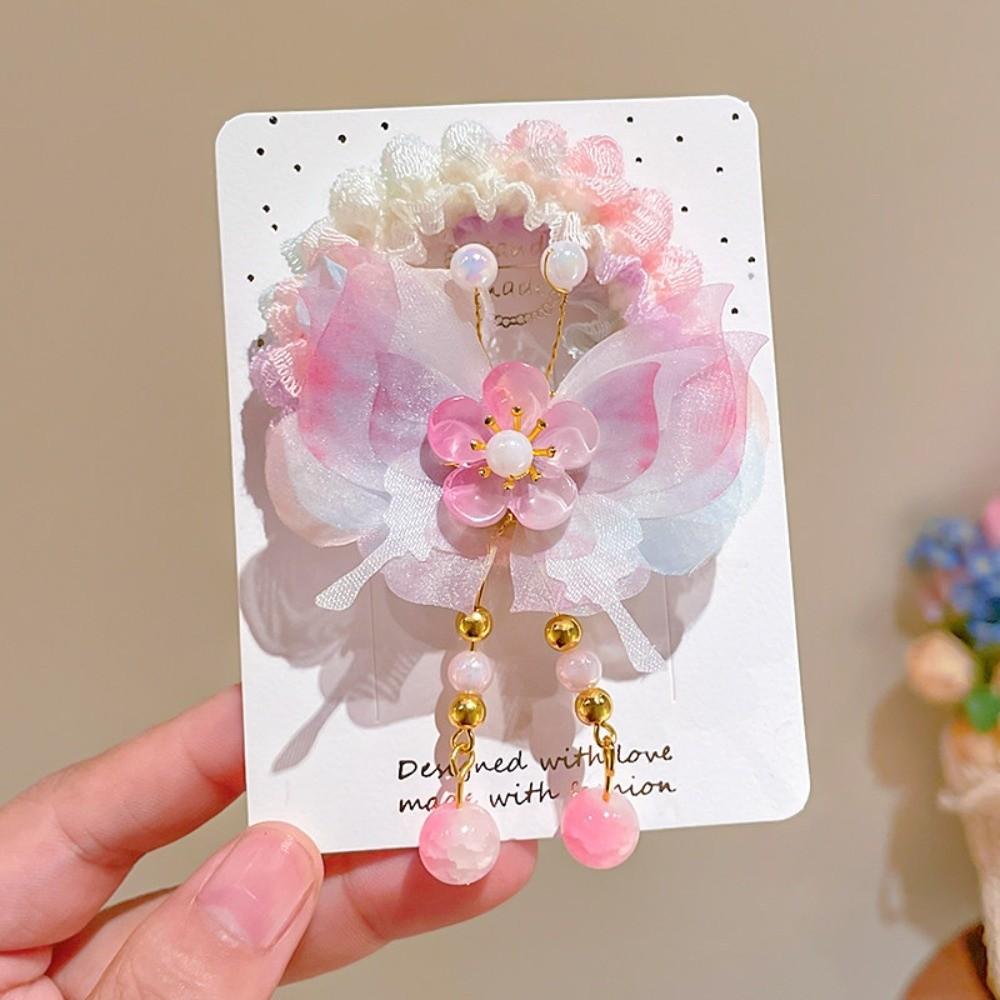 Butterfly Flower Hair Tie Chinese Style Hair Band New Princess Hair Ring Headdress