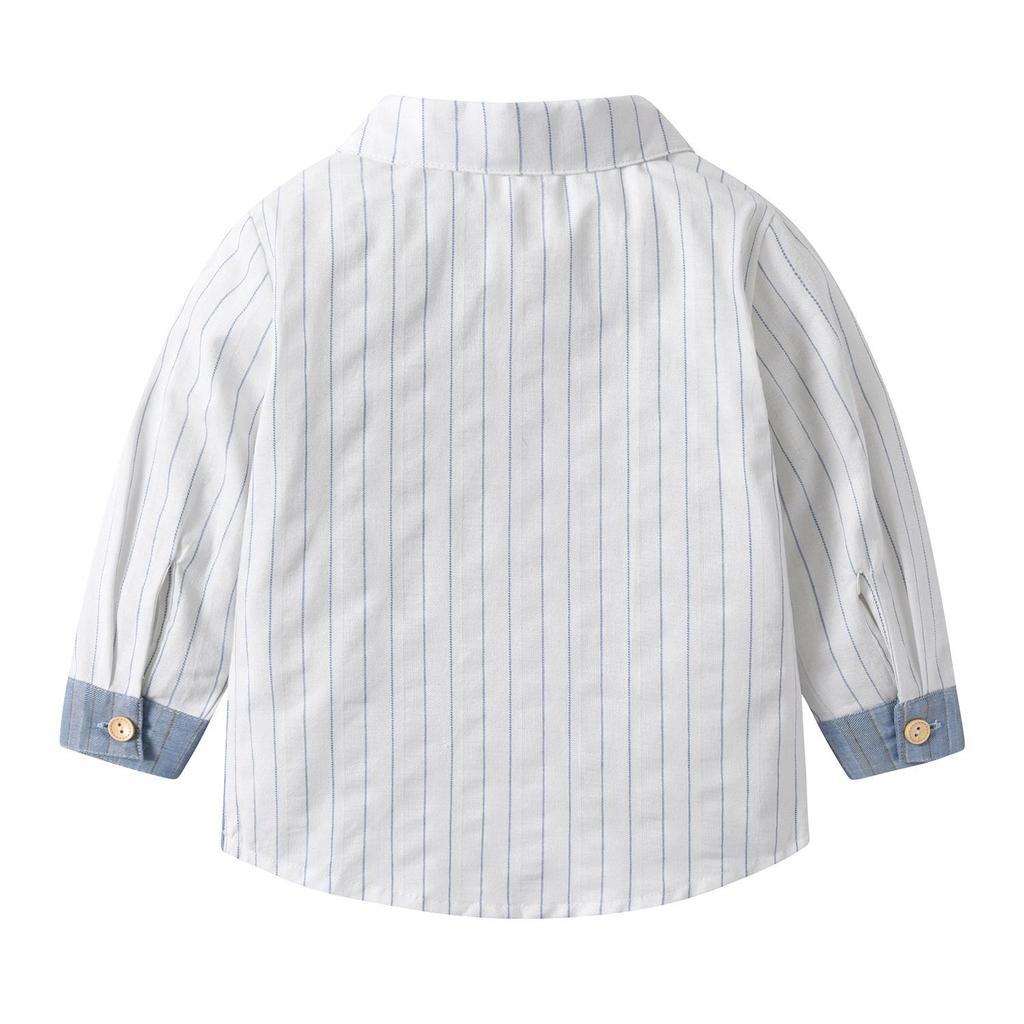 Boys' Long Sleeve Striped Cotton Shirt - Stylish & Versatile for Spring & Autumn