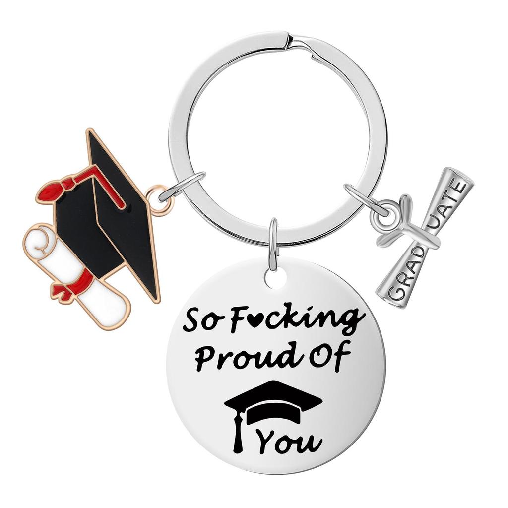 Stainless Steel Inspirational Graduation Keychain for Classmates and Teachers