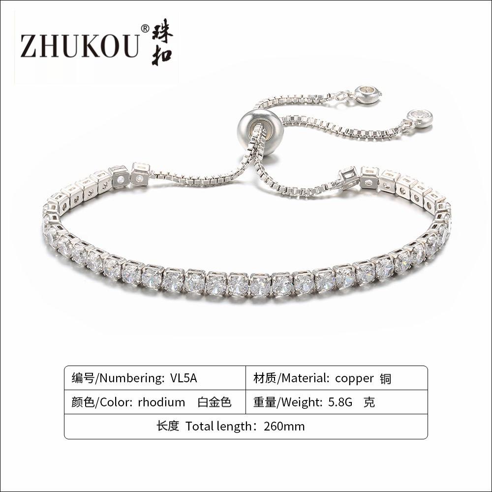

Adjustable Pull-Out Bracelet Zircon Bracelet Rough Chain For Sale, Plated With Real Gold Non-Fading High Quality 3Mmvl5 біле золото кольору