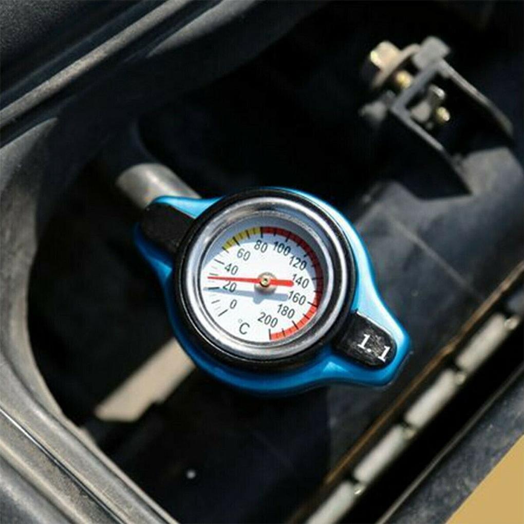Blue Radiator Cap With Small End Water Temperature Gauge - Efficient Monitoring Easy Installation High-Q Durable