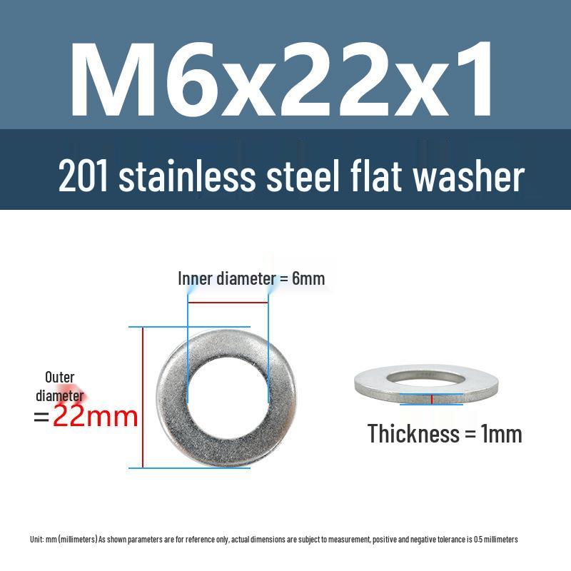 Yigu Yigu 201 Stainless Steel Flat Washer, Enlarged and Thickened Round Metal Screw Washer