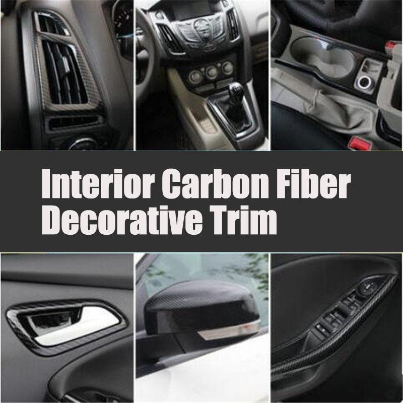 

Car Styling Accessories Interior Carbon Fiber Decorative Trim Sticker trim case For Ford Focus 3 mk3 Sedan Hatchback 2012-2014 SteeringTrim 2pcs