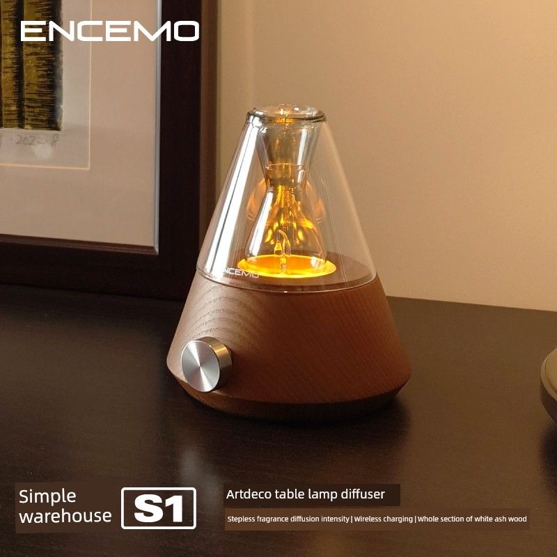 

Silo S1 Art Desk Lamp Cold Fragrance Instrument Wireless Waterless Ultrasonic Aroma Diffuser Glass Solid Wood Charging Essential Oil Atomization Wood Color S1