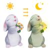 Solar Powered Rabbit Statue Lamp Resin Small Rabbit Ornaments Hold Mushroom/Flowers Mini Rabbit Sculpture Garden Landscape Decor