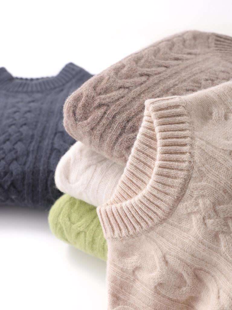 Pull en laine torsadée unisexe: Sept aiguilles épaissies, 100 % laine pure, col semi-haut, style automne/hiver pour bébés garçons et filles.