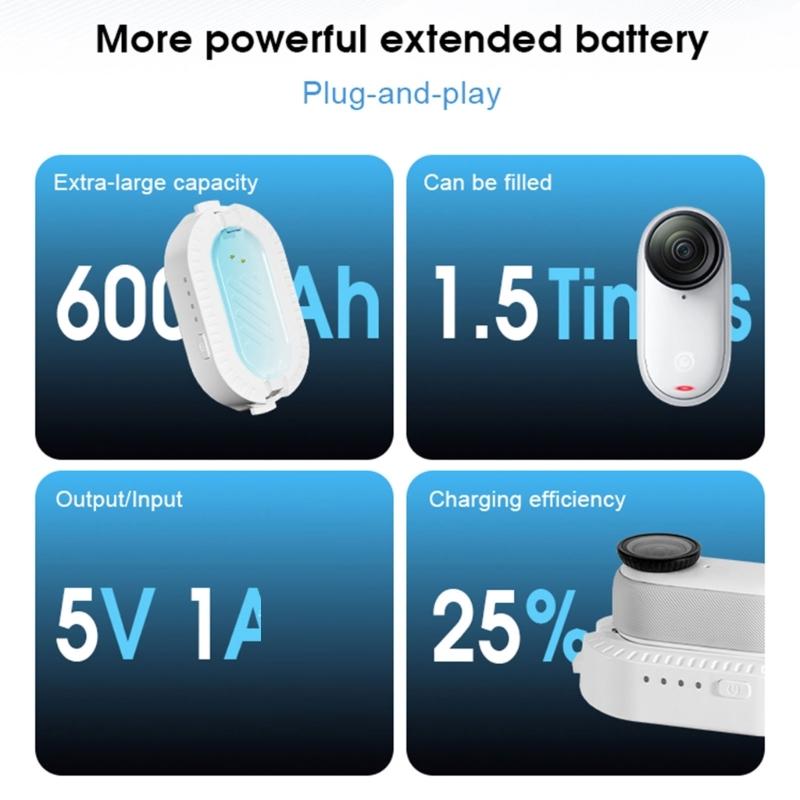 Nabíjecí pouzdro Magnetické uchycení pro kameru GO3/GO 3S 600mAh Bateriový pack Dlouhá výdrž baterie Ochranné prvky