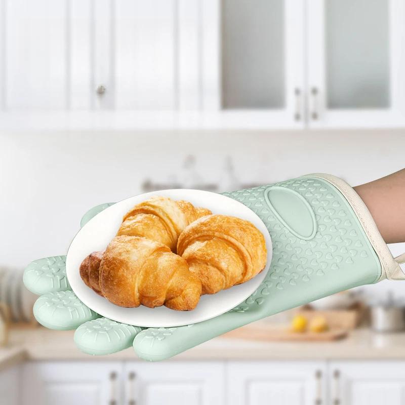 1 stücke BBQ Handschuhe Verdickt Silikon Handschuhe Hitzebeständig Mikrowelle Backen Handschuh Anti-slip Wärmedämmung Mitt