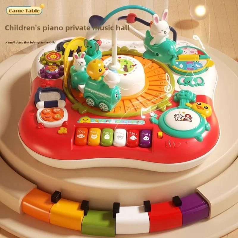 Interactive Baby Activity Table 8-In-1 Sensory Learning Toy With Music Rotating Gears Educational Play Center For Toddlers Gift