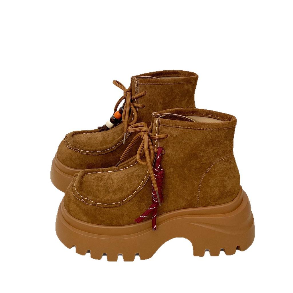 Dicksohlige, temperamentvolle Kurzstiefel für Damen 2025 neue Mode, vielseitige koreanische Version, lässige Retro-Martin-Stiefel für Damen, die nicht müde machen
