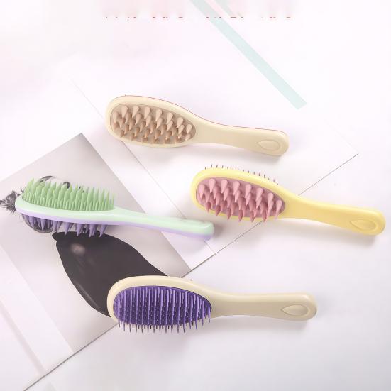 Double-sided Shampoo Brush Long Handle Scalp Massager Comb Men Women 2-in-1 Hair Scrubber Fine Wide Teeth Detangling Brush