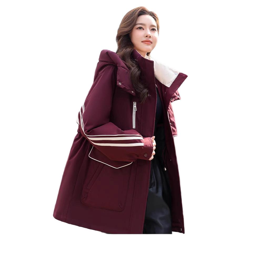 Hooded Color Matching Windproof Casual Loose Large Version Pie To Overcome Fashion Thickened Down Cotton-padded Coat
