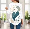 Ladies Plus Size Three Quarter Sleeve Top Pointed Hem Breathable Loose Casual For Daily Commute