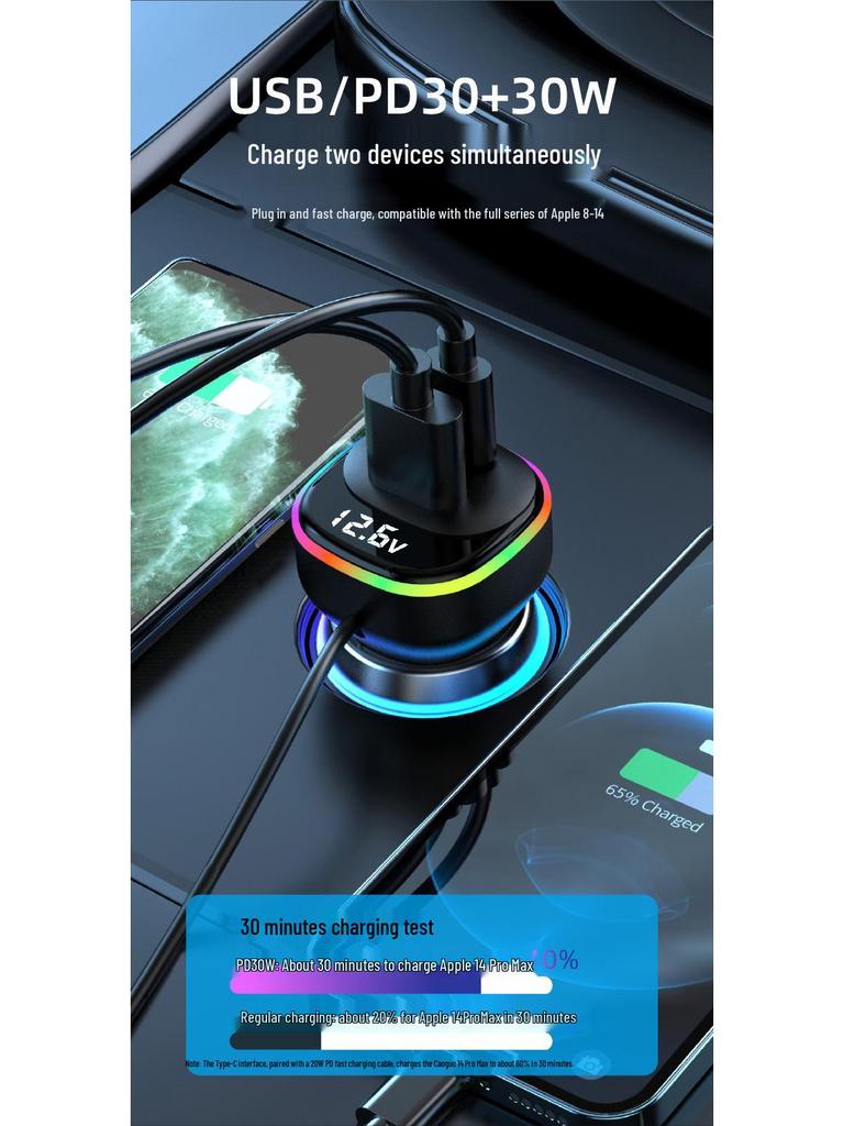 Super Fast Multifunctional Rear Seat Car Charger with PD Multi-Port Cable