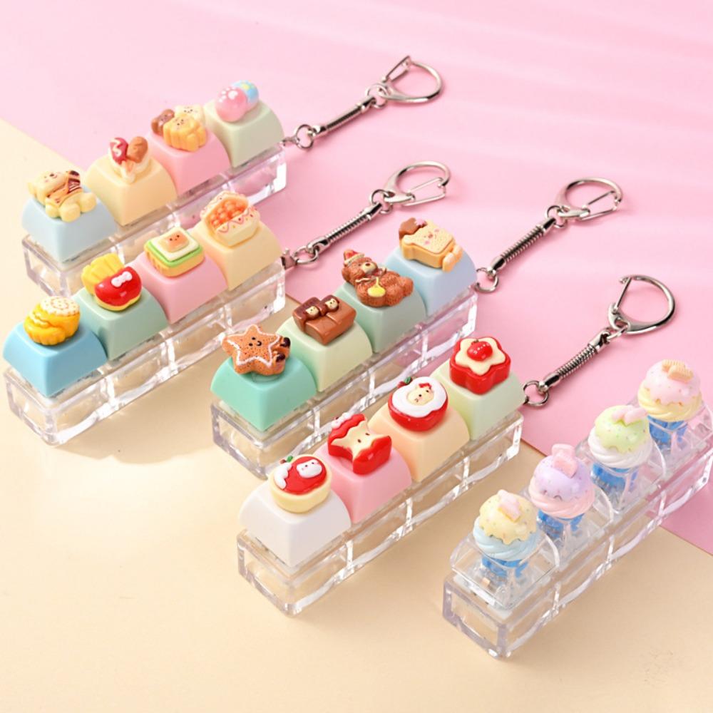 5/10Pcs Dessert Keycap Fidget Keychain Stress Relief Pendant Xmas Birthday Valentine Office Friend Party Gift Charm
