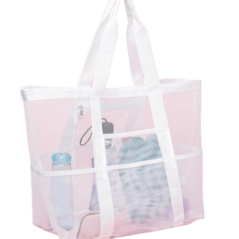 Foldable Mesh Beach Bag - Multifunctional Swim & Toiletries Storage