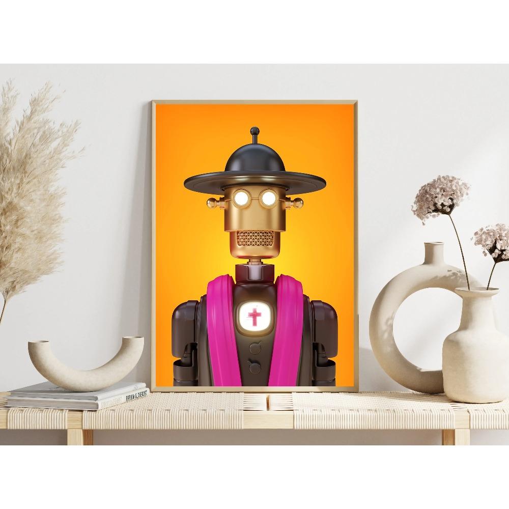 Realistické Abstraktní Roboti Surrealismus Plakáty Cool Robot Kněz Moderní Tisky Plátno Nástěnné Umění Obrázky Domácí Obývací Pokoj Dekor