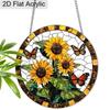 Acrylic Sunflower and Monarch Butterfly Suncatcher Stained Glass Effect Window Hanging Ornament Flower Lover Gifts