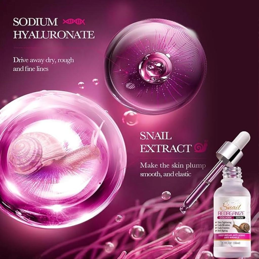 Snail Collagen Face Serum with Niacinamide & Hyaluronic Acid | Snail Mucin Repairing Essence for Hydration, Dark Spot Reduction & Wrinkle Care | L