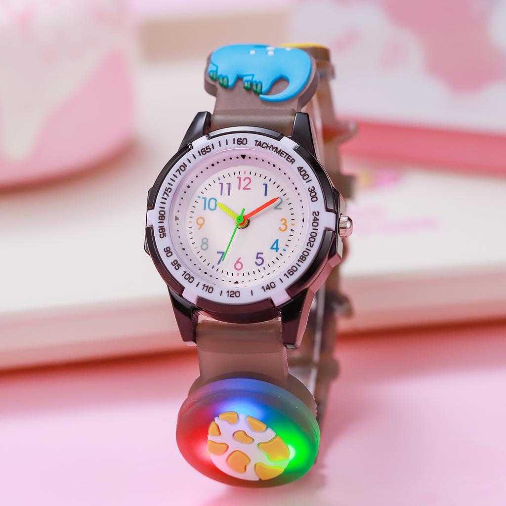 Creative Cartoon Dinosaur Egg Luminous Watch Color Pointer Scale Quartz Watch, Suitable for Christmas Halloween Gifts