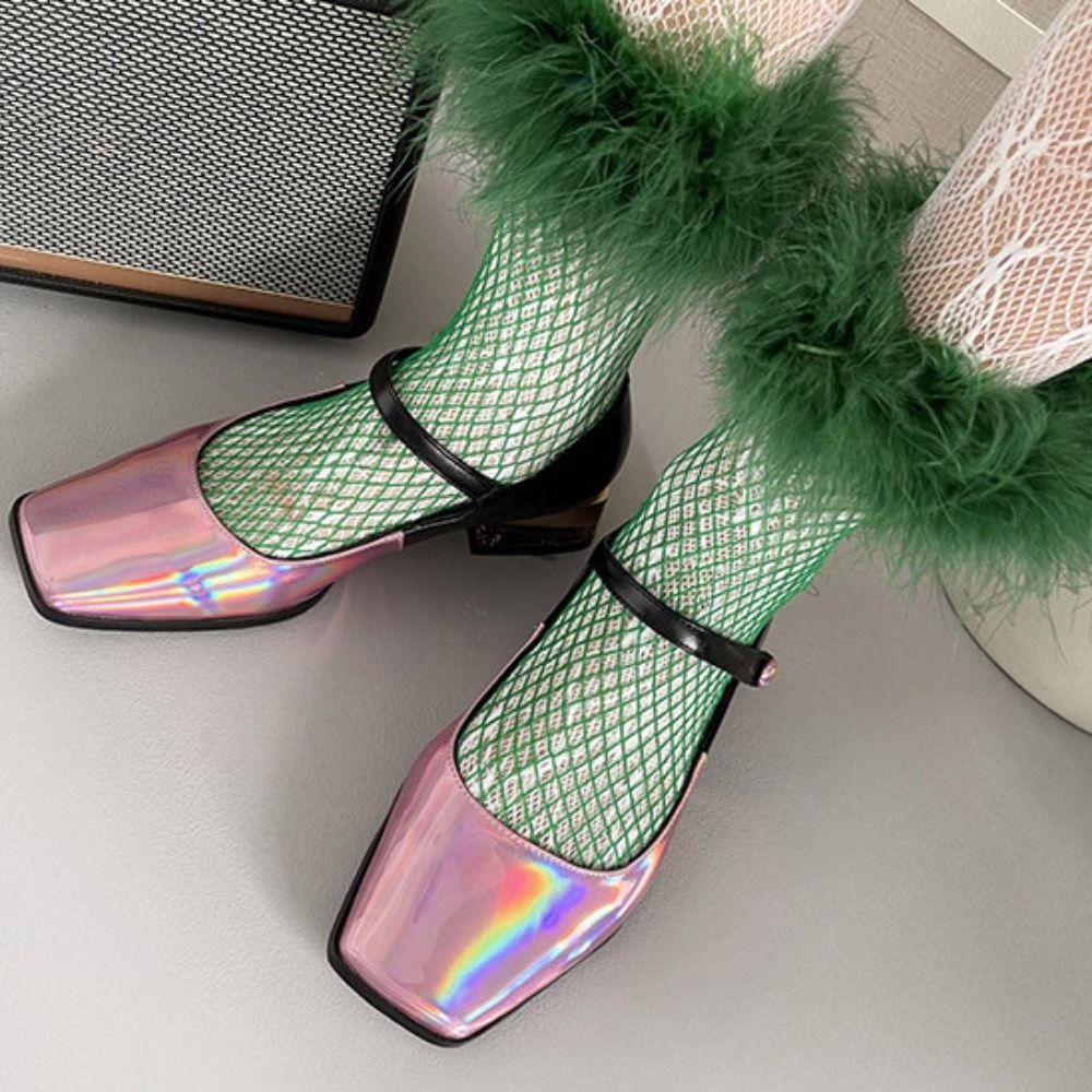 Mesh Feather Fishnet Stockings Bright Color Socks Women Y2K Unique Mid Tube Socks Female