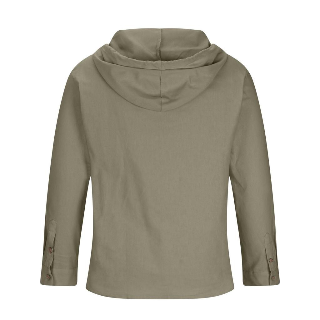 Men's Long Sleeve Tops Fashion V Neck Button Up Hoodie 2025 Casual Fit Hooded Pullover Tops Spring Fall Clothes