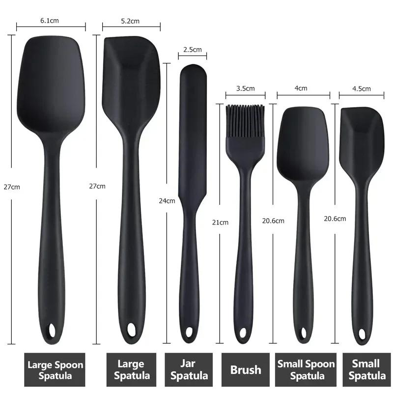 5/6pcs Silicone Spatula for Baking Cake Cream, Heat-resistant Food Grade Cooking Set, Baking and Mixing Kitchen Utensils