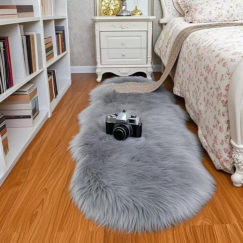 Cross-border Long-Pile Carpets: Irregular Faux Wool Rugs for Living Room, Bay Window, and Bedside