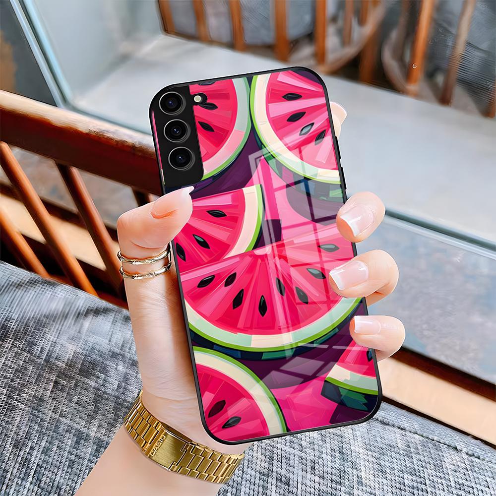 Cartoon Fruit Watermelon Phone Case For Samsung A25 A13 A33 5G A54 A36 A35 A56 A52 A14 Shockproof Glass Cover