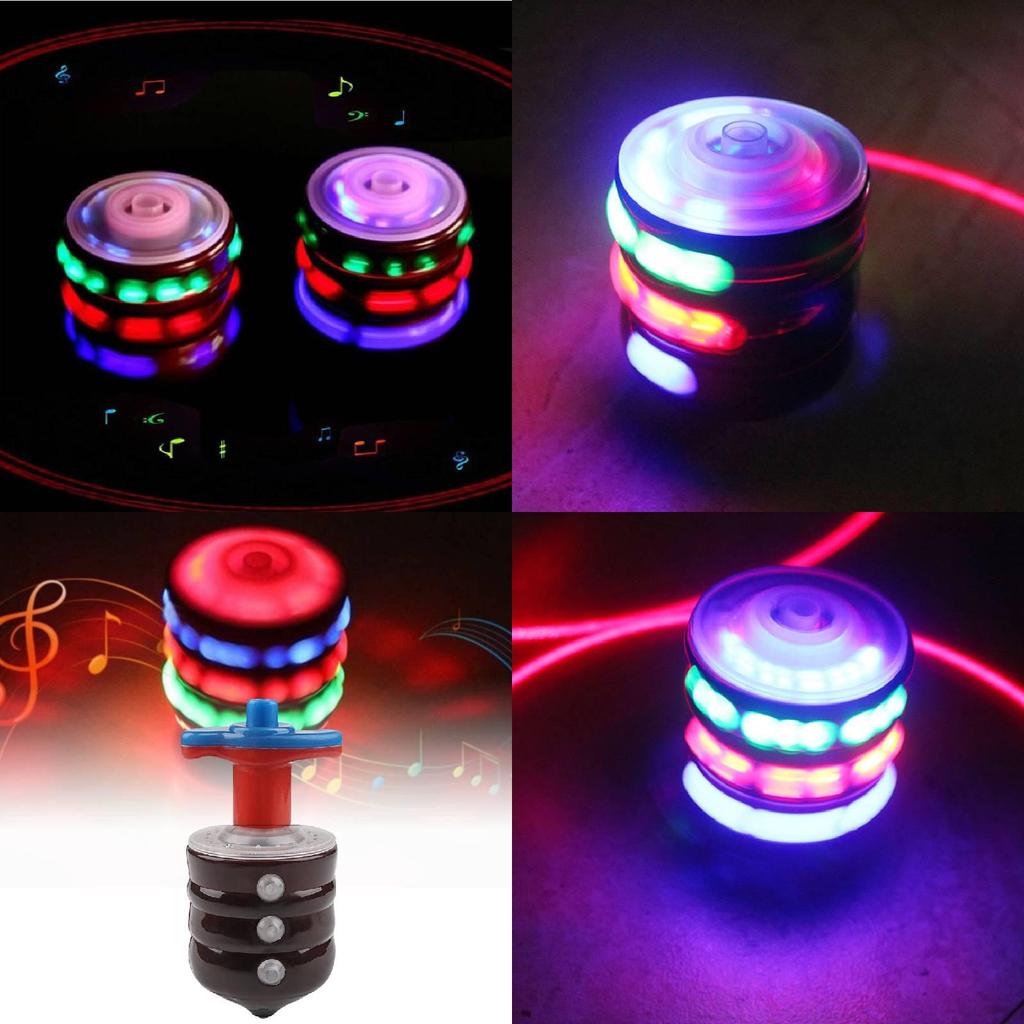 Colorful Flashing Musical Plastic Spinning Top Set With Battery-powered Lights