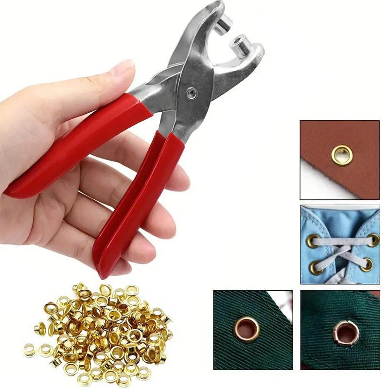 Pince à œillets Chaussures et Ceintures Outil Perforateur Poseur d'œillets Kit Boutons Pression pour Vêtements Cuir Tissu Bracelets de Montre (Comprend des boutons-pression de 4 mm)