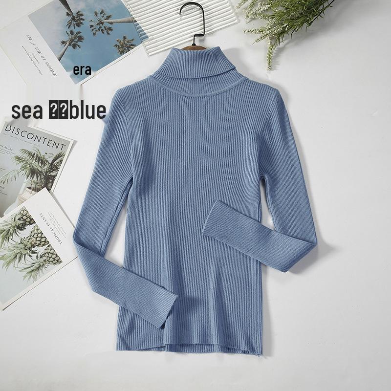 Women's Slim-Fit Knitted Turtleneck Sweater - Long-Sleeved, Solid Color, Warm for Autumn/Winter