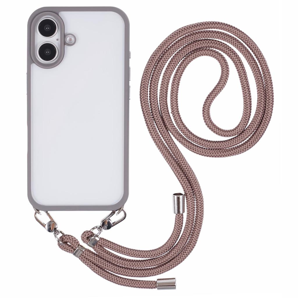 For iPhone 16 Plus Case TPU+PC Crystal Clear Back Cover with Lanyard
