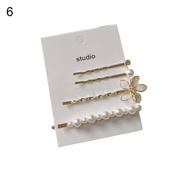 4Pcs/Set Girls Bowknot Heart Faux Pearl Hairpin Hair Clip Barrette Headwear Gift
