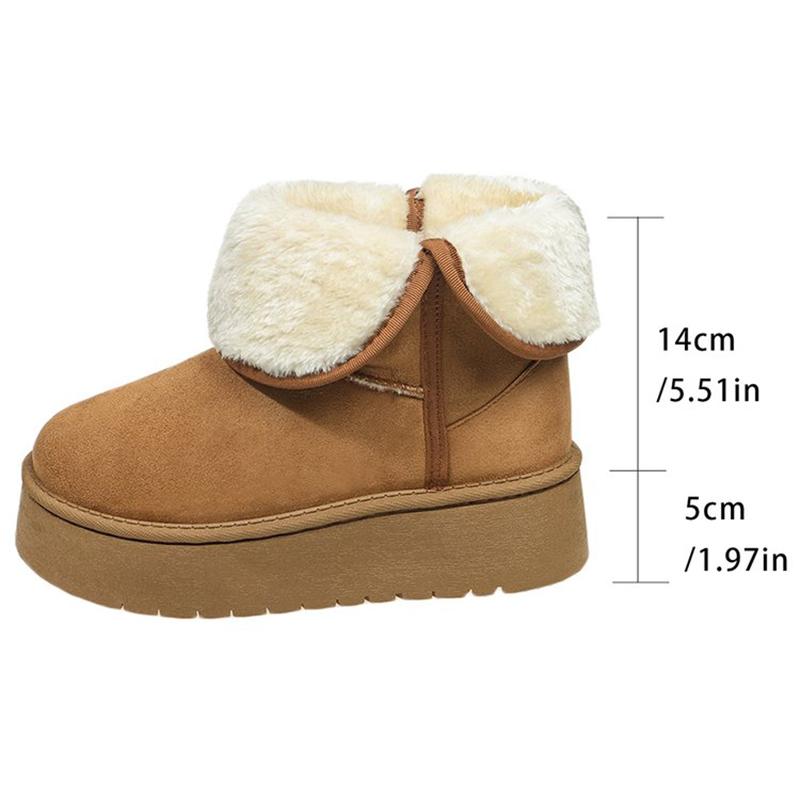 Fashion Korean Short Plush Warm Snow Boots Women 2025 Winter Slip On Faux Suede Snow Boots for Woman Non Slip Platform Booties Female