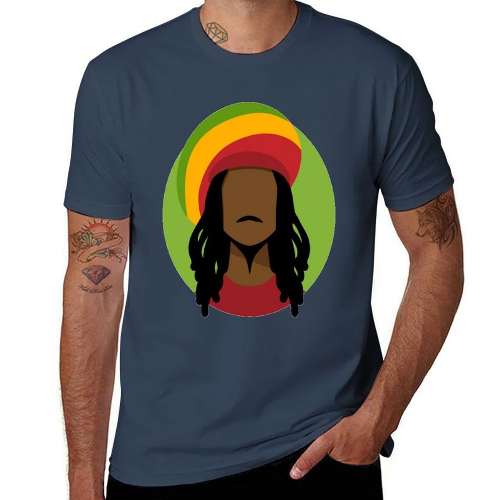 Marley Rastaunisex Art Dreadlock Rastafari Tshirt Basic Casual Short Sleeve Cotton Shirt