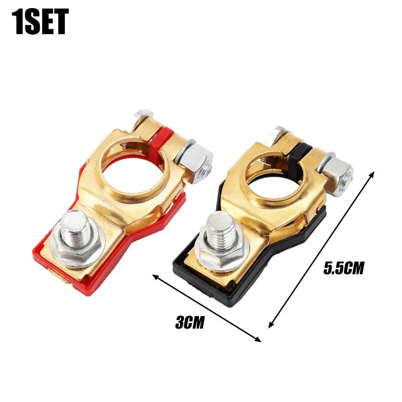 Car Top Post Battery Terminals Wire Cable Clamp Terminal Connectors Car Battery Accessories 1 Pair 12V 24V Positive Negative