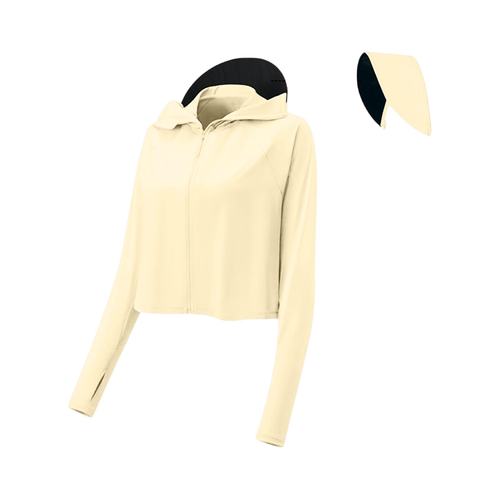 

Women’s Lightweight Long Sleeve Zip Up Hoodie Detachable Hood Cropped Jacket Casual Loose Fit Outerwear for All One Size жовтий
