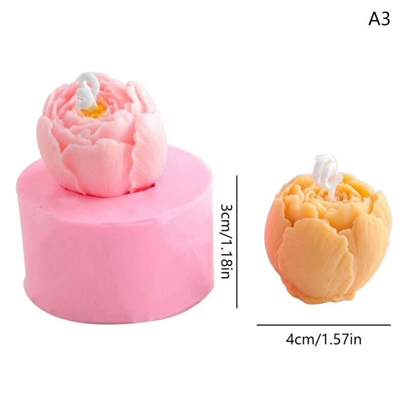 

4 мини-стиля, силиконовая форма для свечей в виде цветка, 3D-форма для мыла в виде цветка пиона, гипсовая форма для литья под давлением, инструмент для выпечки шоколадного торта, свадебный подарок