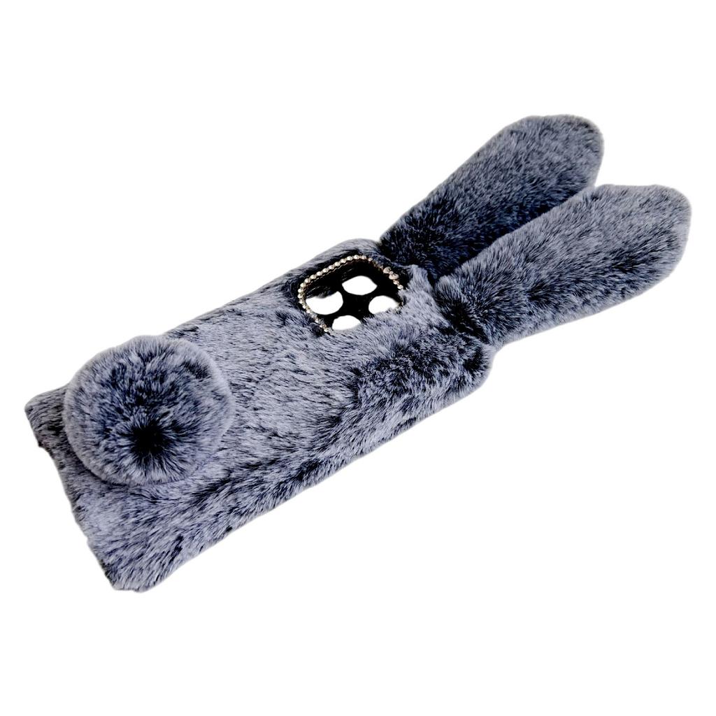 For Motorola Moto G15 4G Case Plush Cute Bunny Winter Fluffy TPU Phone Cover