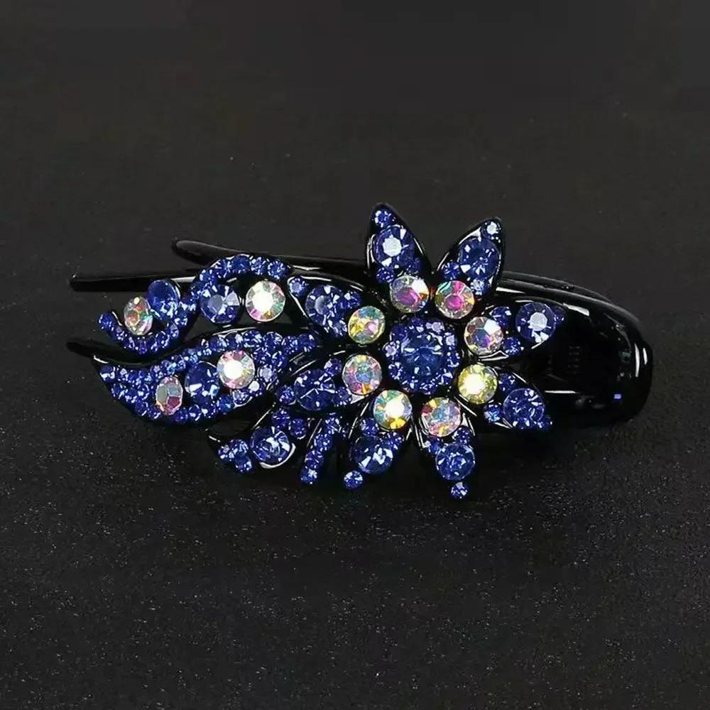 Shiny Rhinestone Hairpin Flower Leaf Duckbill Hair Claws Retro Hair Clips Accessories For Women Shinning Ponytail Headwear