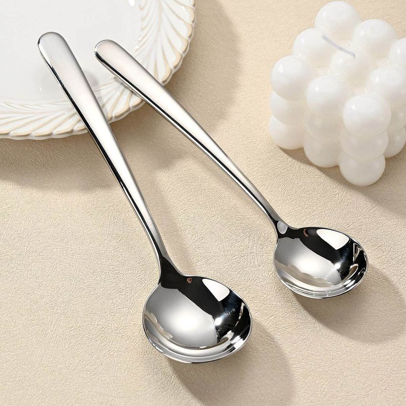 German Spoon 316 Stainless Steel Spoon for Home Use, High-End Exquisite Dining Spoon, High Aesthetic Value, Long Handle, Deep Soup Spoon